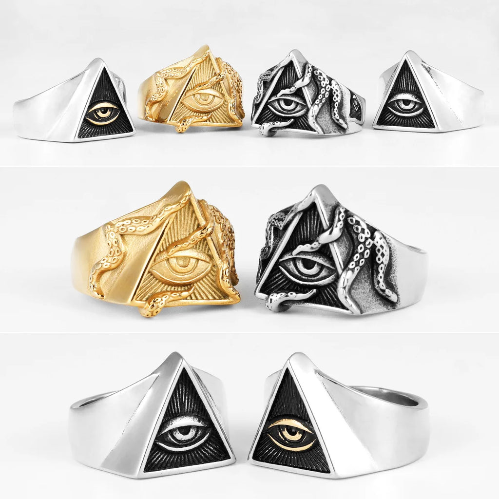 PENDRA Masonic Illuminati Octopus Steel Ring