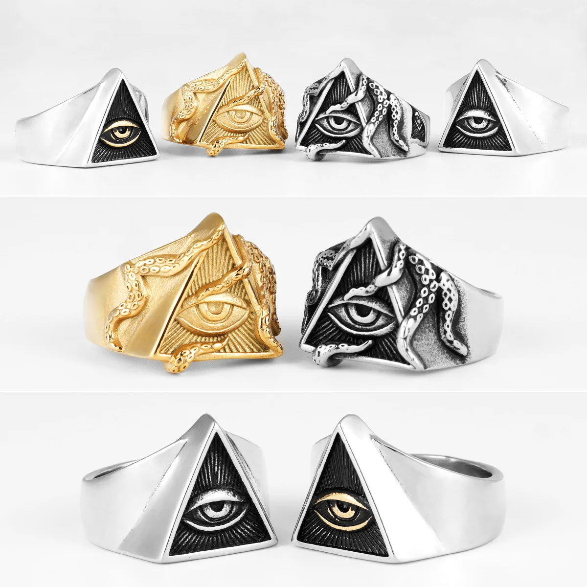 PENDRA Masonic Illuminati Octopus Steel Ring