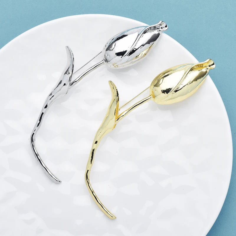 PENDRA Tulia 2-Color Oversized Tulip Flower Brooch