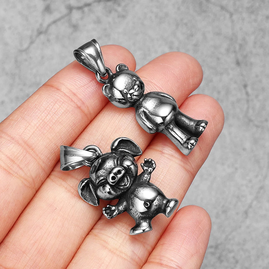 PENDRA Teddy Bear Cute Steel Necklace