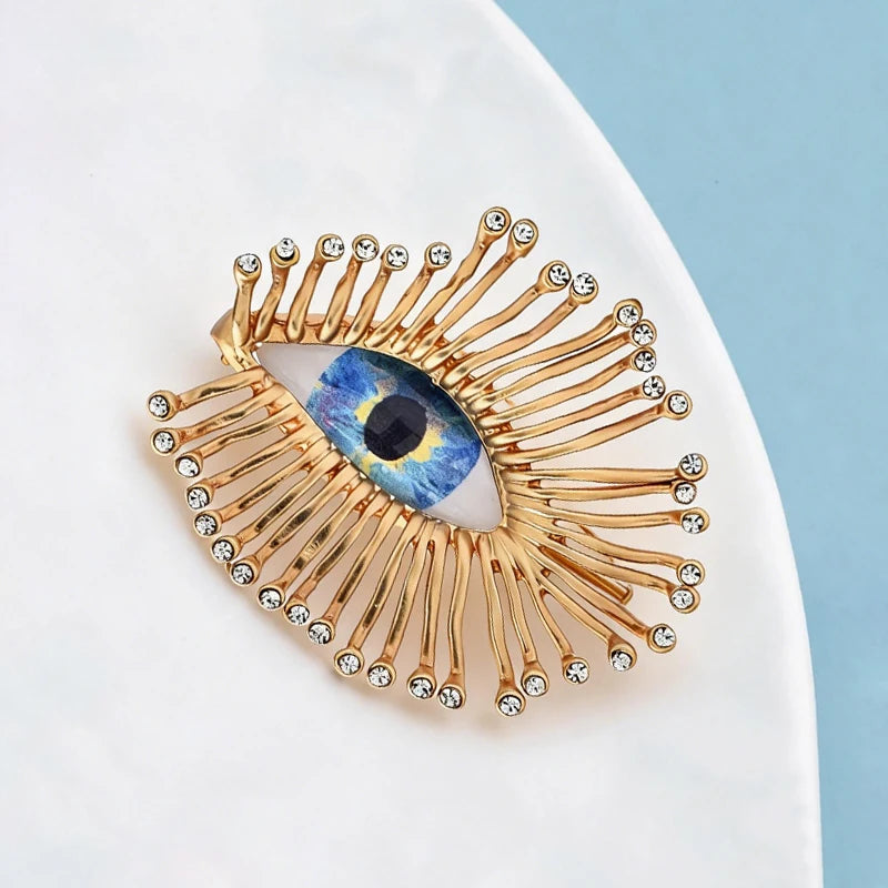 Wuli&baby Big Eye Brooches For Women Unisex Designer Rhinestone Charming Eye-lash And Eyes Banquet Office Brooch Pins Gifts