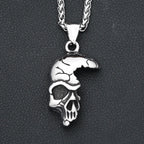 PENDRA Skullmask Punk Vintage Half-Face Skull Pendant Necklace