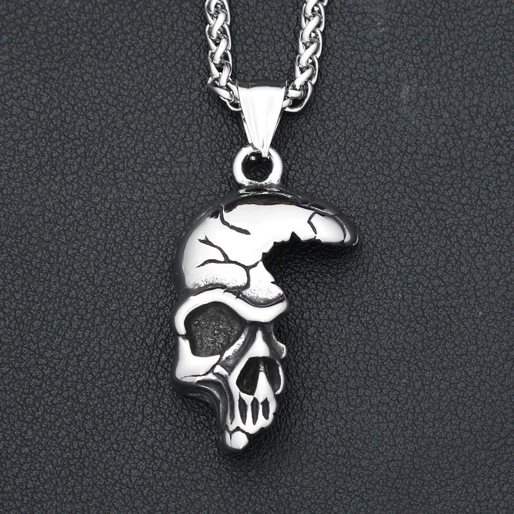 PENDRA Skullmask Punk Vintage Half-Face Skull Pendant Necklace