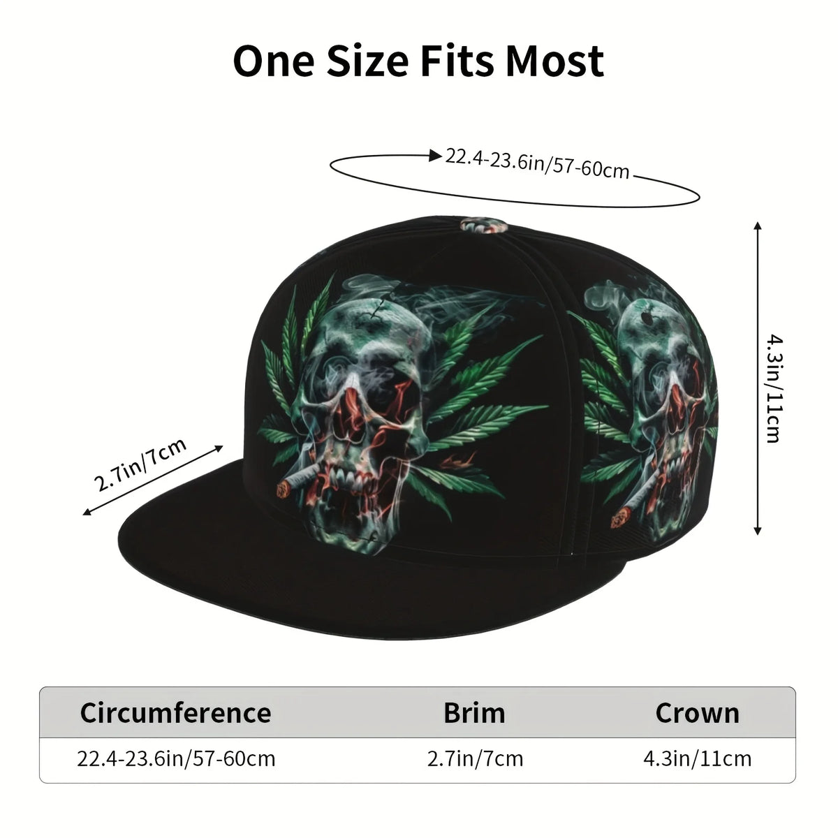 PENDRA Snapback Skull Leaf Baseball Cap