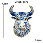 PENDRA Taurus Crest Rhinestone Bull Brooch