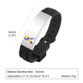 Mprainbow Wide Autism ID Bracelets for Men Boys,Free Customize Black Silicone Band Wristband,Add ICE Emergency Contact