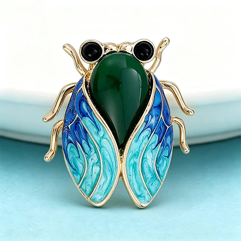 PENDRA Cicada Charm 2-Color Enamel Cicada Brooch