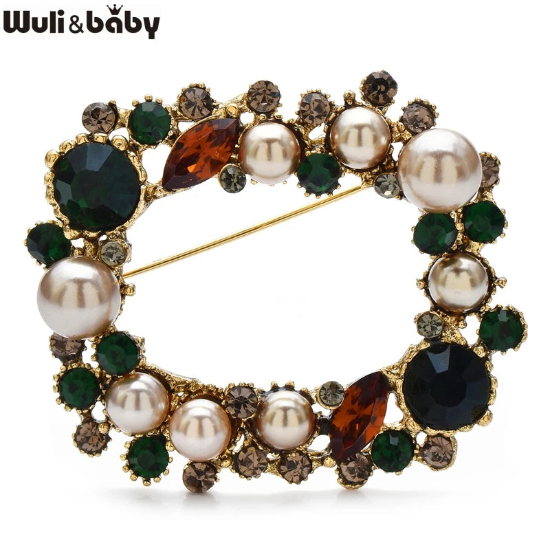 PENDRA Wreathgeome Pearl Geometric Wreath Brooch