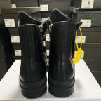 PENDRA Rock Noir Black Leather 6cm Platform Zip Ankle Boots