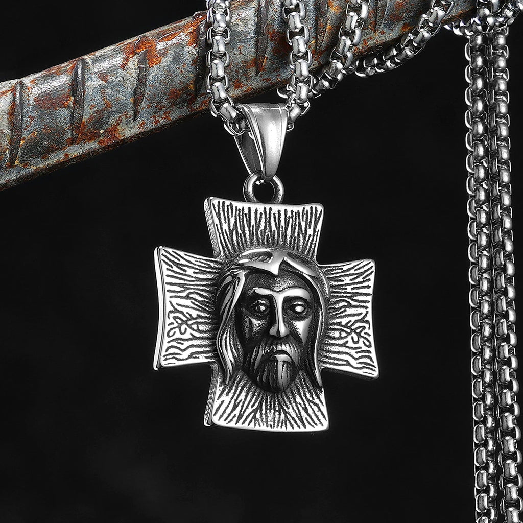 Jesus Cross Men Necklaces Stainless Steel Pendant Chain Women Fashion Jewelry Religion Punk New in Accessories Gifts Wholesale