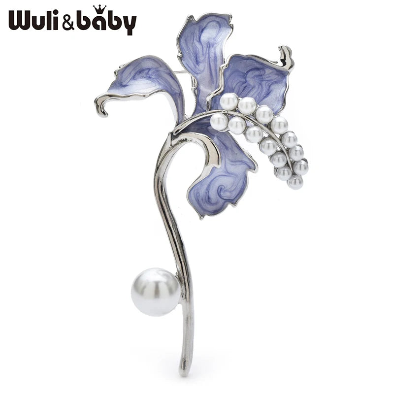 PENDRA Pearlfleur Enamel Pearl Flower Brooch