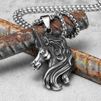 PENDRA Mythical Unicorn Animal Steel Necklace
