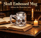 Halloween Spooky Skull Stein Mug 3D Relief Skeleton Pattern Stainless Steel Inner Tank Gothic Pub Bar Whiskey Wine Drink Cup
