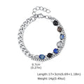 Hip Hop Natural Stone Beaded Bracelet for Men,Stainless Steel Turquoise Double Layer Spliced Chain Bracelet,Boho Jewelry