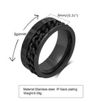 Viking Rune Chain Spinner Ring for Men,Stainless Steel Rotatable Ring,Vintage Norse Stress Relief Jewelry Gift
