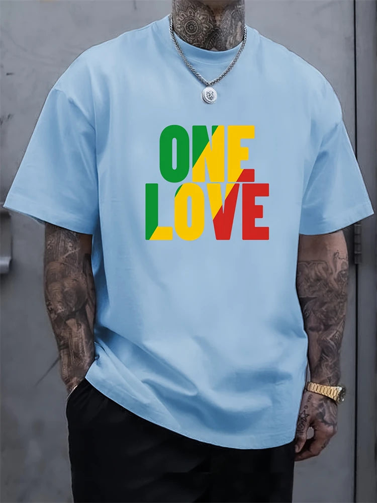 PENDRA One Love Rasta Jamaican Reggae Tee Short-Sleeve T-Shirt