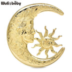 PENDRA Stainless Steel Sun And Moon Brooch