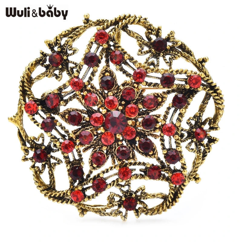 PENDRA Stella Vintage Rhinestone Star-Flower Brooch