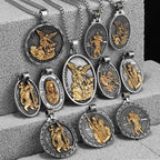 PENDRA Jesus Angel Cross Steel Necklace
