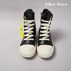 PENDRA Classic Punk Black Leather High-Top Zip Thick-Sole Platform Ankle Boots