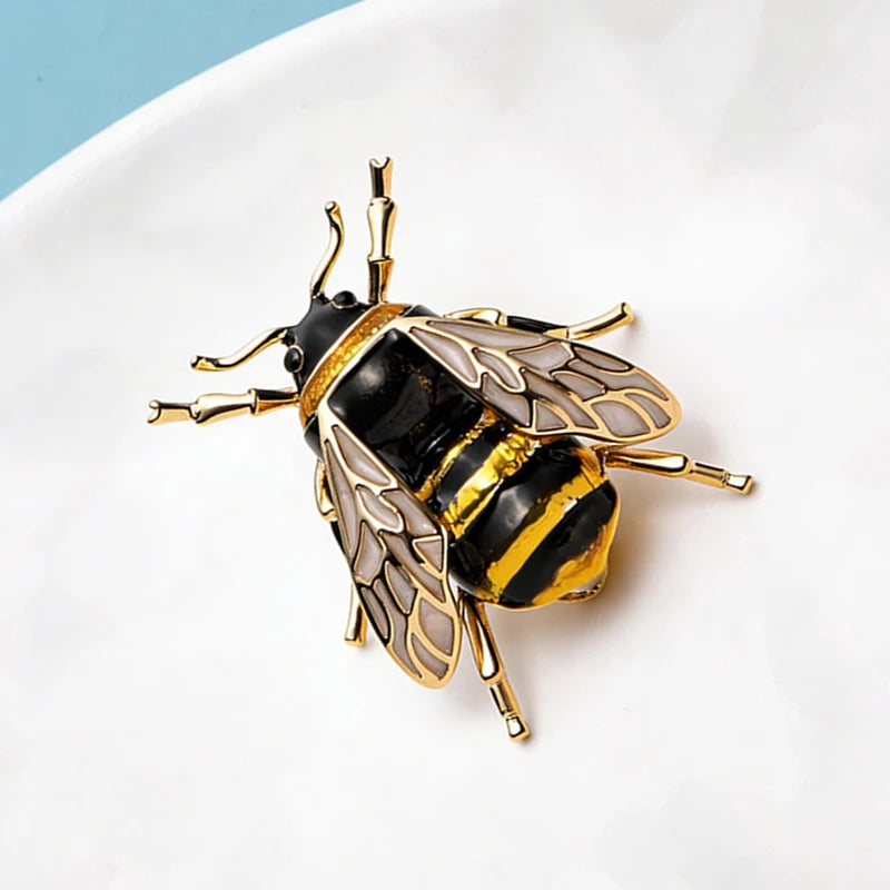 PENDRA Winged Wasp Enamel Insect Brooch