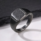 Vintage Punk Square Signet Ring for Men,Stainless Steel Ring Plain Statement Ring,Chunky Ring Geometric Thumb Ring Jewelry