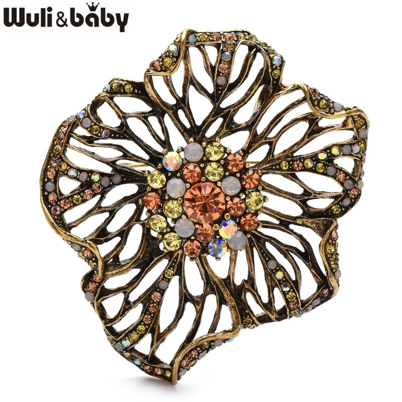 PENDRA Florence Rhinestone Flower Brooch