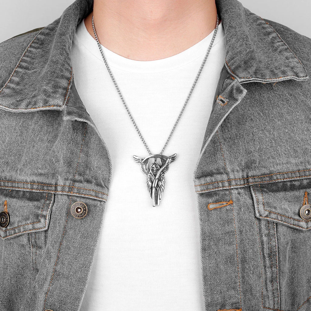 PENDRA Grim Reaper Death Steel Necklace