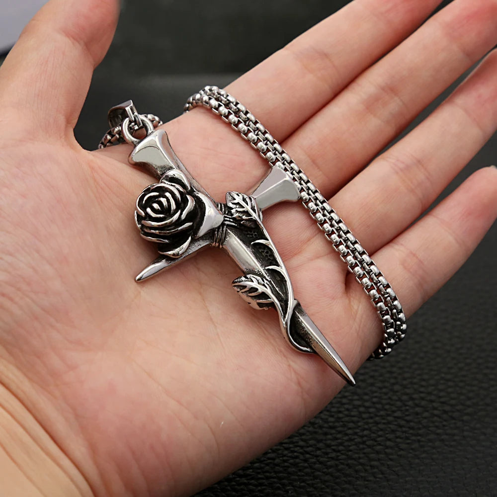 PENDRA Rosecross Vintage Rose Cross Necklace
