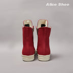 PENDRA Red Punk Red Canvas High-Top Zip Thick-Sole Platform Ankle Boots