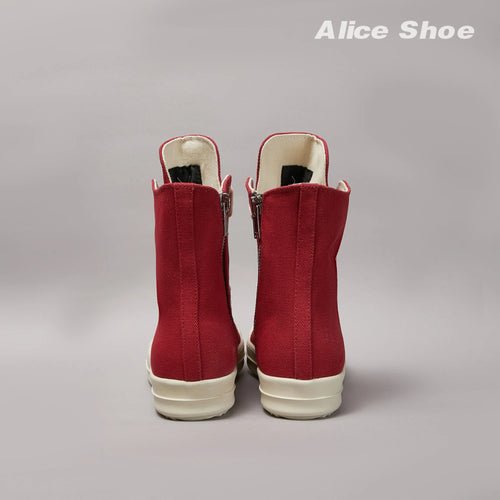 Brand Casual Men Shoe High Top Women Sneaker Quality Red Designer Punk New Fashion Zipper Thick-sole Platform Canvas Ankle Boot