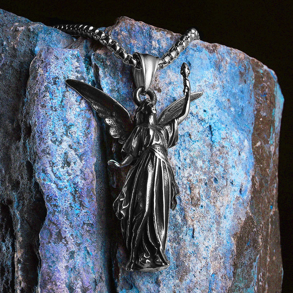 PENDRA Angel Statue Liberty Steel Necklace