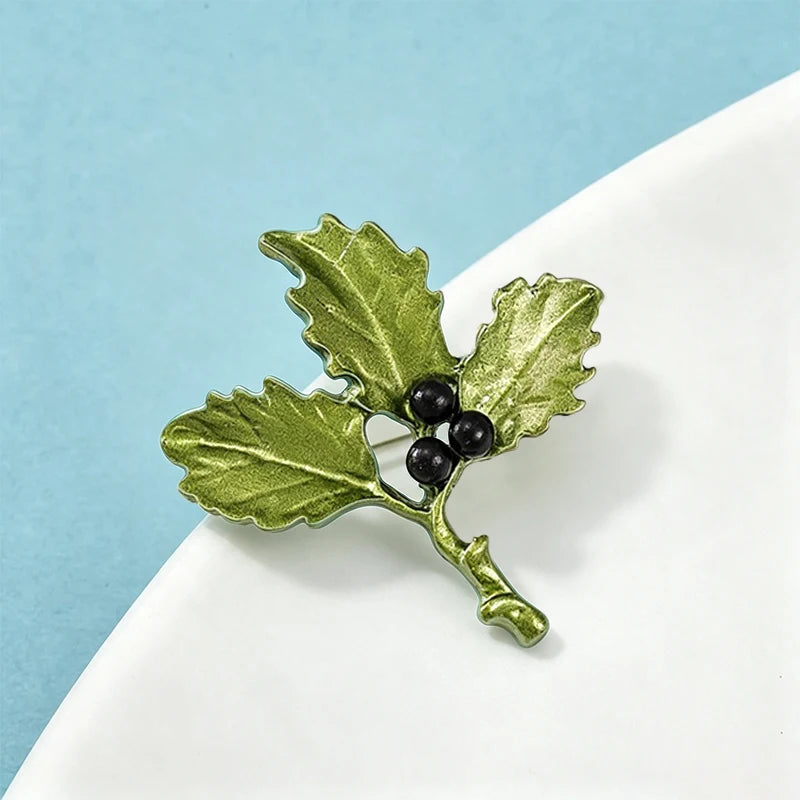 PENDRA Nightbloom Black Enamel Berry Brooch