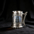JingMetallica Ride The Lightning 1984 Collectible Mug, Guitar Handle Stainless Steel Lined Beer Stein, Heavy Metal Rock Fan Gift
