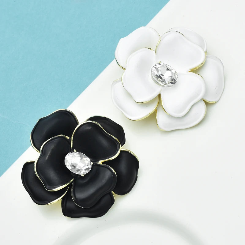 PENDRA Camellia 2-Color Classical Enamel Flower Brooch