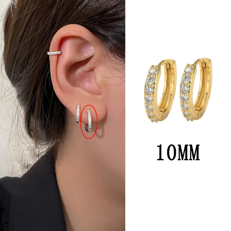 VENTFILLE 925 Sterling Silver Diamond Studded Hoop Earrings for Women Ear Buckle Circle Trendy Jewelry Gift Dropshipping