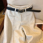 Old money style thick wide leg pants women autumn and winter Korean version solid color hanging feel straight leg pants