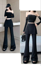 PENDRA Black Micro Flared Pants