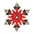 PENDRA Frost Red Rhinestone Snowflake Christmas Brooch