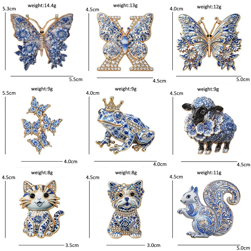 PENDRA Porcelain Animal Collection Brooch