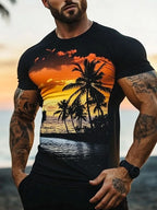 PENDRA Loose-fitting Wave Print Seaside Short-Sleeve T-Shirt