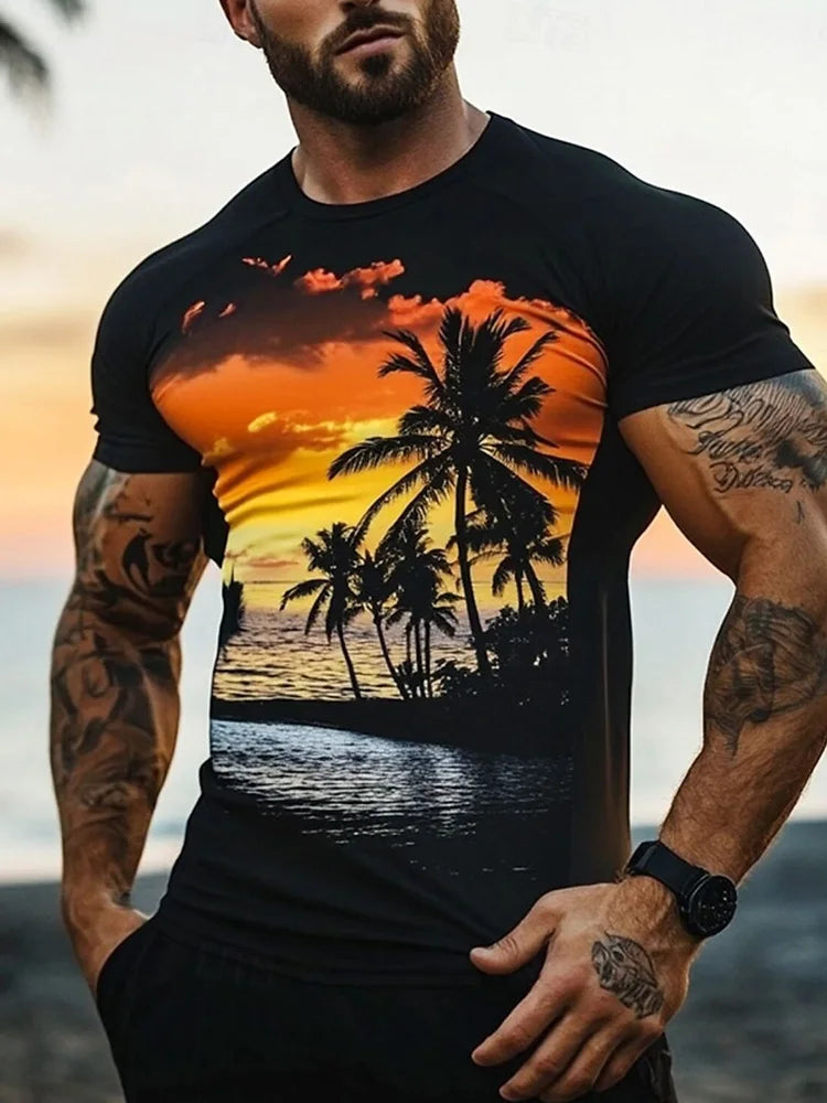 Retro-style 3D Skull Head Print Men's Fashionable T-shirt Summer Daily Casual Men's Top Outdoor Street Men's Short-sleeved Shirt