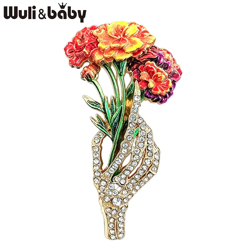 PENDRA Florabelle Multicolor Enamel Flower Brooch