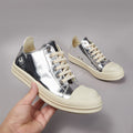 PENDRA Silver Shadow Silver Low-Top Lace-Up Flat Sneakers