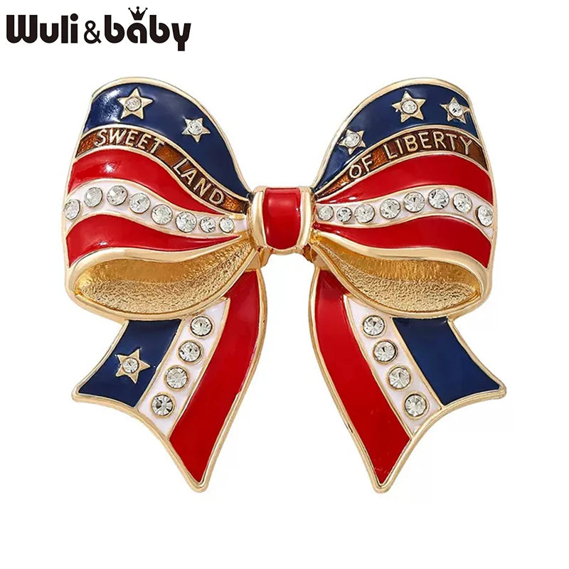 PENDRA Americana Flag Bowknot Brooch