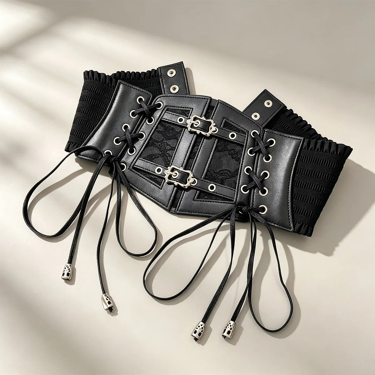 PENDRA Koraessa Leather Black Punk Corset Belt