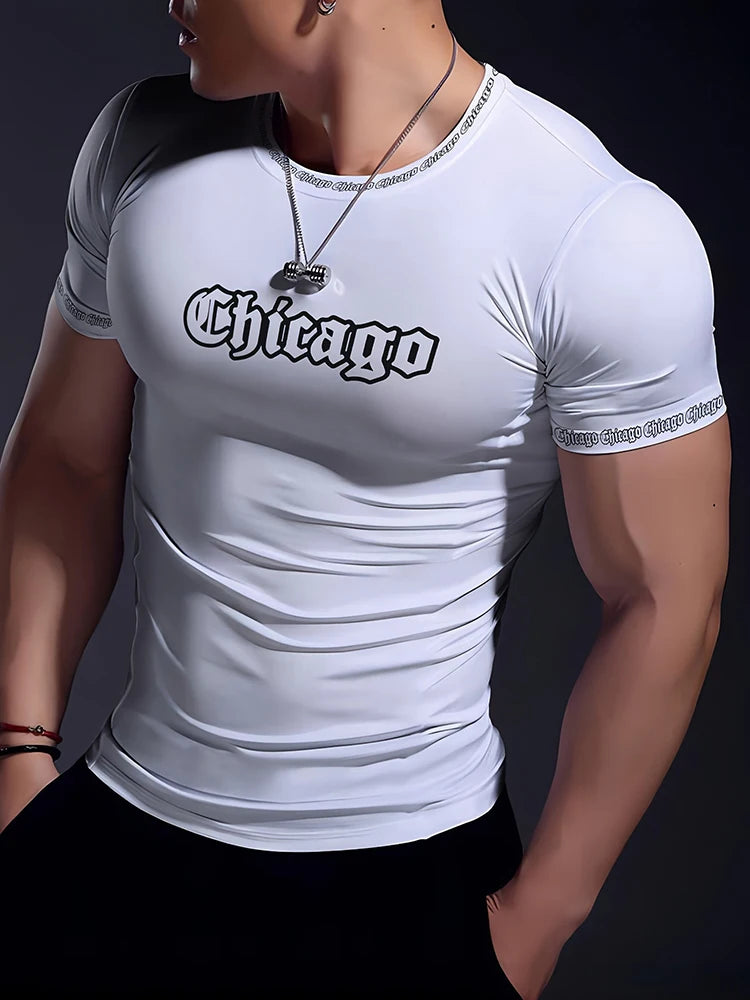 PENDRA Printed Urban Short-Sleeve Running T-Shirt