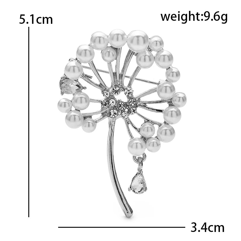 PENDRA Dandeline Elegant Pearl Dandelion Brooch