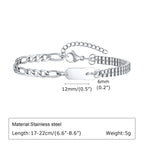Punk Silver Color Men's Chain Bracelets,Hip Hop Stainless Steel Braided Link Wristband,Classic Metal Jewelry Gift for Him Dad