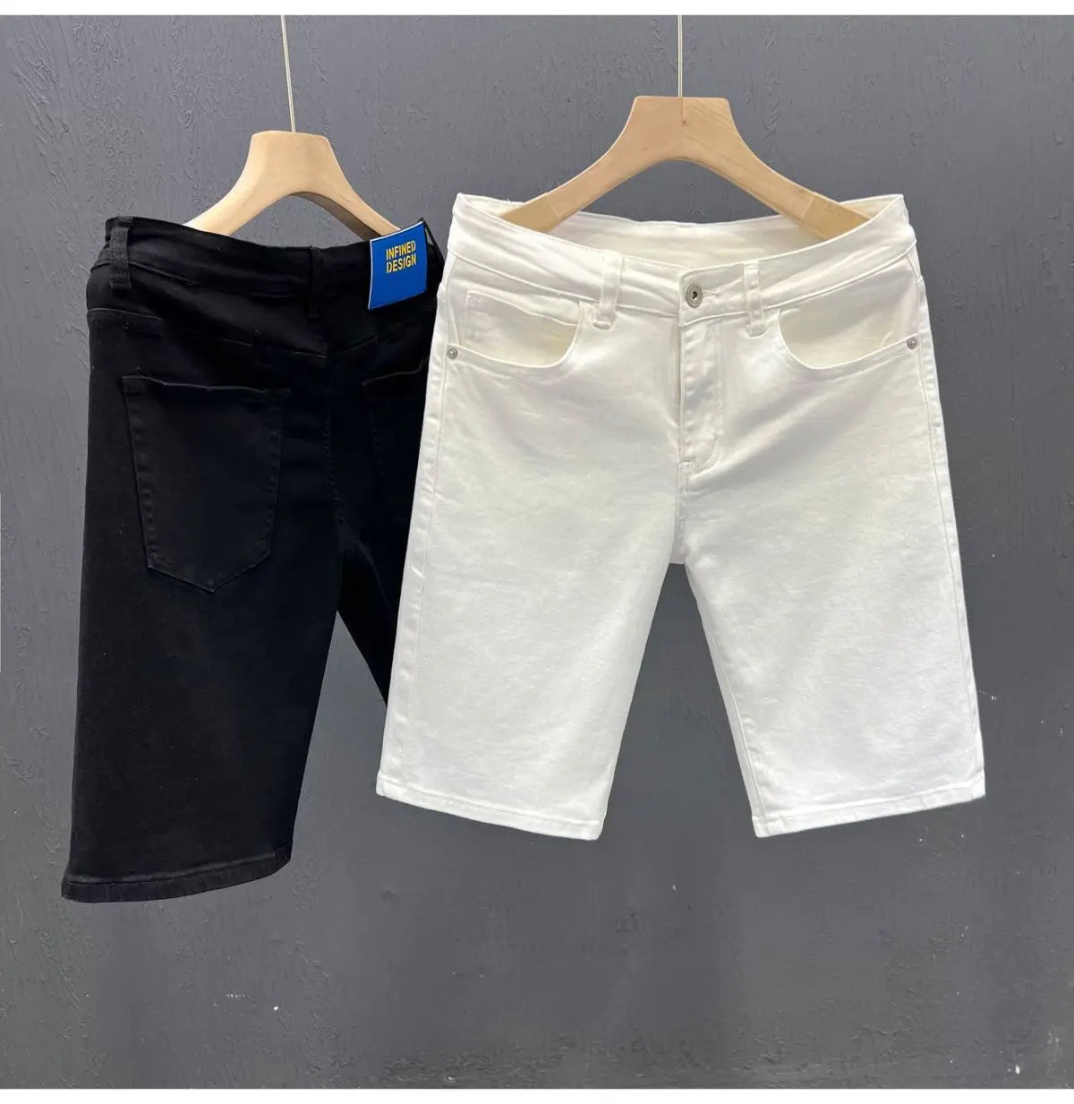 High-quality 2026 White Denim Shorts Men's Trendy Brand Korean Slim-fit Men's Black High-end Medium Pants Short Jeans for Men